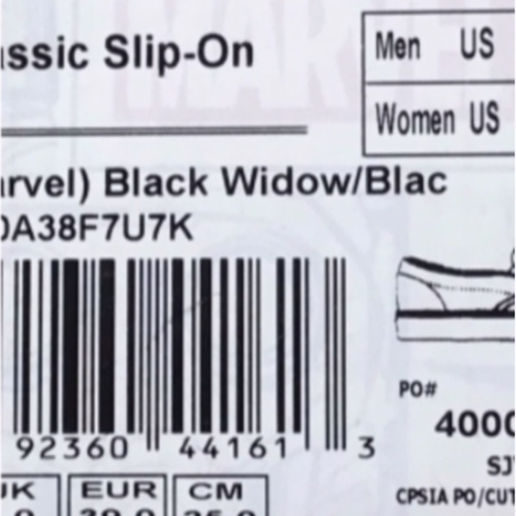 Vans Slip On Marvel Black Widow Black‎ Widow Shoes - Picture 6 of 6
